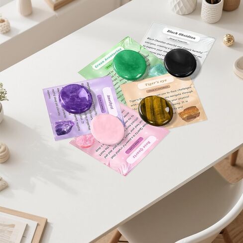 Worry Stones for Anxiety, 8pcs Worry Stone, Worry Stones Bulk, Palm Stone, Natural Crystals and Healing Stones, Stress Meditation Crystal in Saudi Arabia