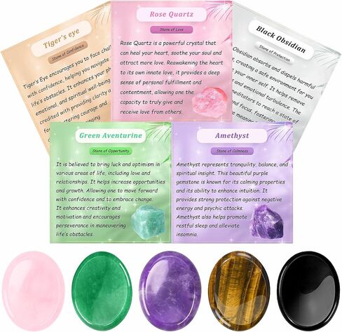 Worry Stones for Anxiety, 8pcs Worry Stone, Worry Stones Bulk, Palm Stone, Natural Crystals and Healing Stones, Stress Meditation Crystal in Saudi Arabia