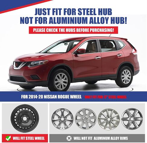 Nixon Offroad 17 بوصة Hubcaps لـ Nissan Rogue 2014-2020 [فقط Fit Steel Wheel] Wheel Rim Cover (مجموعة من 4) ABS+PC Caps استبدال للسيارة (ورنيش أسود ، 5137style) in Kuwait