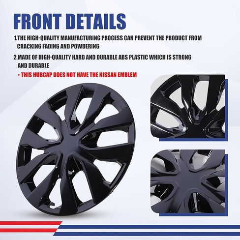 Nixon Offroad 17 بوصة Hubcaps لـ Nissan Rogue 2014-2020 [فقط Fit Steel Wheel] Wheel Rim Cover (مجموعة من 4) ABS+PC Caps استبدال للسيارة (ورنيش أسود ، 5137style) in Kuwait