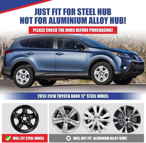 AUTOWIKI 17 Inch Hubcaps Fit for Toyota RAV4 2013-2018, Wheels Rim Cover Replacement Compatible with 13-18 RAV4 17'' Steel Wheels, R17 Black Lacquer Hub Caps Set of 4 in Saudi Arabia