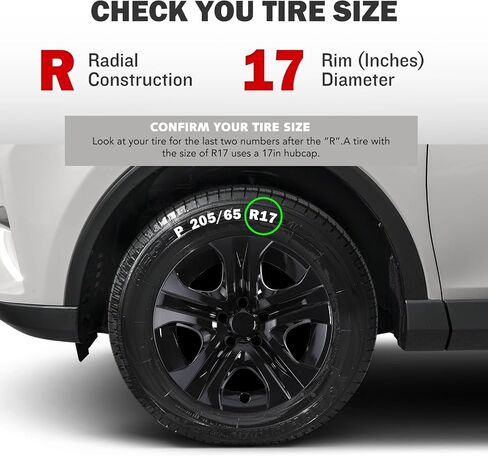 AUTOWIKI 17 Inch Hubcaps Fit for Toyota RAV4 2013-2018, Wheels Rim Cover Replacement Compatible with 13-18 RAV4 17'' Steel Wheels, R17 Black Lacquer Hub Caps Set of 4 in Saudi Arabia