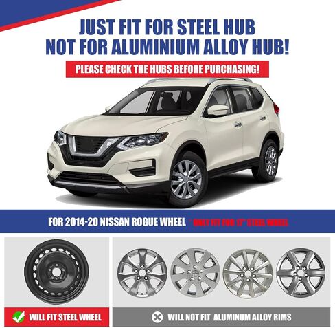 Nixon Offroad 17 بوصة Hubcaps لـ Nissan Rogue 2014-2020 [فقط Fit Steel Wheel] Wheel Rim Cover (مجموعة من 4) ABS+PC Caps استبدال للسيارة (ورنيش أسود ، 5137style) in Saudi Arabia