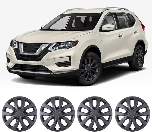 Nixon Offroad 17 بوصة Hubcaps لـ Nissan Rogue 2014-2020 [فقط Fit Steel Wheel] Wheel Rim Cover (مجموعة من 4) ABS+PC Caps استبدال للسيارة (ورنيش أسود ، 5137style) in Kuwait