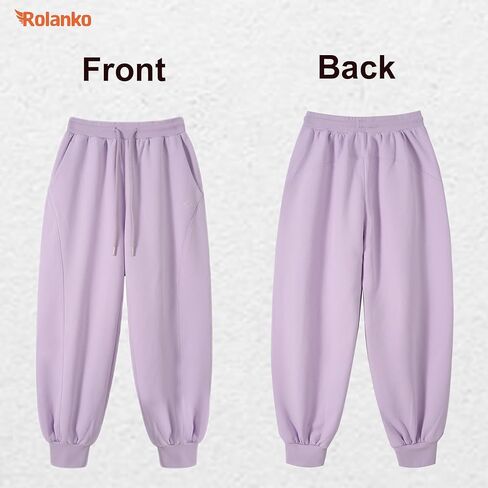 Rolanko Girls Baggy Sweatpants Solid Jogger Pants Soft Sweats Kids Trousers with Pockets 6-14Y in Kuwait