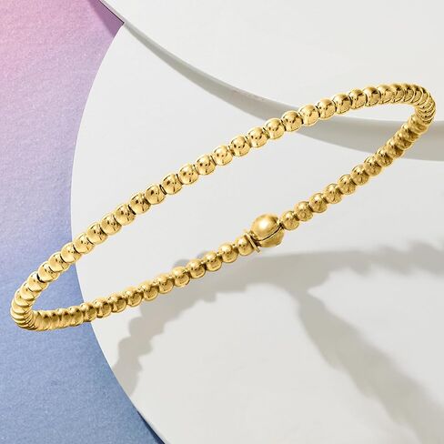 Pure Collection by Ross-Simons Italian 3mm 18kt Gold Vermeil Bead Stretch Bracelet in Saudi Arabia