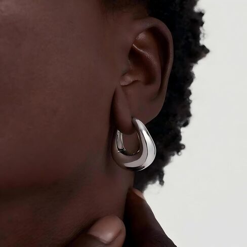 Free bird Gold Hoop Earrings Chunky 14K Gold Plated Sterling Silver Posts Twisted Hoop Earrings Gold Huggies Earrings in Saudi Arabia