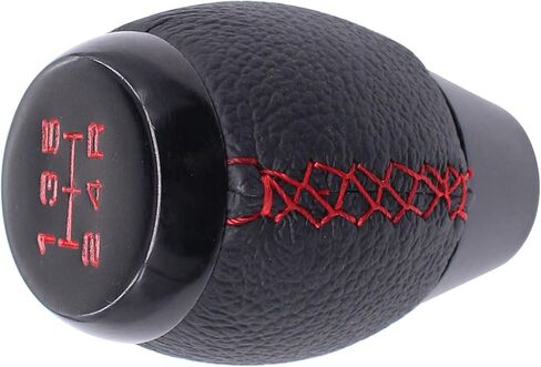 ApplianPar 5 Speed Black Leather Gear Shift Knob and Suede Boot Red Stitch Shifter Lever Boot Knob Cover Combo Kit for Civic CRX in Saudi Arabia