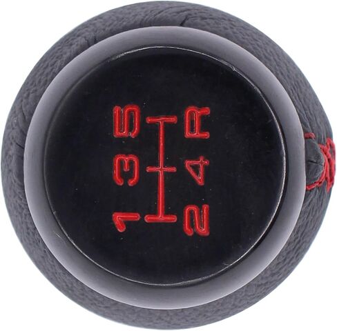 ApplianPar 5 Speed Black Leather Gear Shift Knob and Suede Boot Red Stitch Shifter Lever Boot Knob Cover Combo Kit for Civic CRX in Saudi Arabia