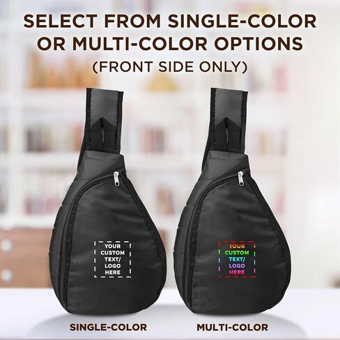 DISCOUNT PROMOS Custom Monterey Sling Backpacks Set of 12, Personalized Bulk Pack - Adjustable, Comfort Fit, Lightweight, Ideal for Commuting, Sports, Daily Use - Black in Saudi Arabia