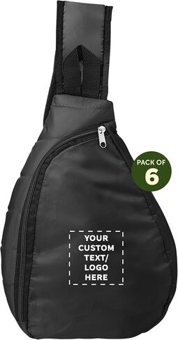 DISCOUNT PROMOS Custom Monterey Sling Backpacks Set of 12, Personalized Bulk Pack - Adjustable, Comfort Fit, Lightweight, Ideal for Commuting, Sports, Daily Use - Black in Saudi Arabia