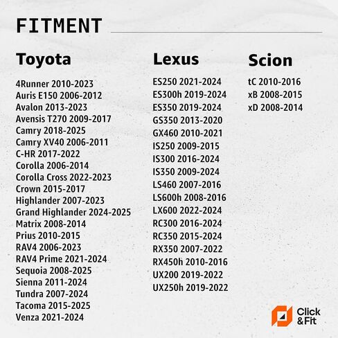 فوهات غسالة الزجاج الأمامي Click&Fit المتوافقة مع Toyota 2007-2023 Camry Corolla RAV4 Highlander Tundra، Lexus RX350 IS250 GX460 - رشاشات غسالة الممسحة تحل محل 85381-12300، (مروحة، قطعتان) in Saudi Arabia