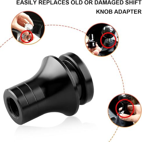 Car Shift Knob Boot Retainer, M12×1.25 Aluminum Manual Gear Shifter Lever Boot Adapter, Waterproof Gear Shift Knob Retainer for Manual Transmission Vehicles, Car Accessories (Black) in Saudi Arabia
