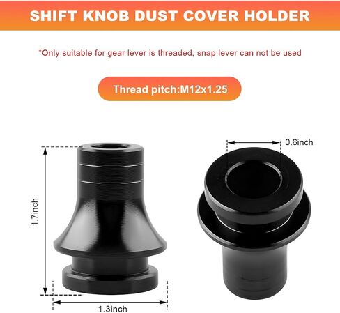 Car Shift Knob Boot Retainer, M12×1.25 Aluminum Manual Gear Shifter Lever Boot Adapter, Waterproof Gear Shift Knob Retainer for Manual Transmission Vehicles, Car Accessories (Black) in Saudi Arabia
