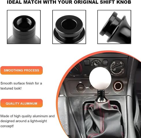 Car Shift Knob Boot Retainer, M12×1.25 Aluminum Manual Gear Shifter Lever Boot Adapter, Waterproof Gear Shift Knob Retainer for Manual Transmission Vehicles, Car Accessories (Black) in Saudi Arabia