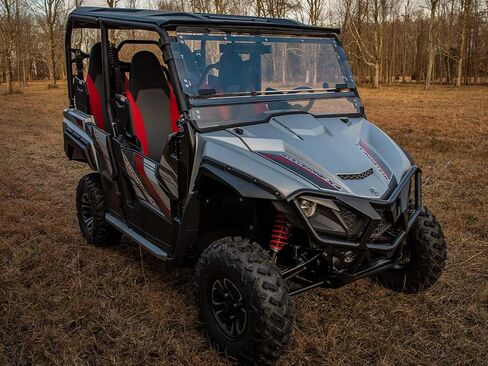Superatv Scratch Resistant 3-in-1 Flip Windshield لعام 2018-2020 Yamaha Wolverine X4 | الولايات المتحدة صنعت | 1/4 بوصة البولي الكربونات سميكة 250x أقوى من الزجاج | مغلفة صلبة | in Saudi Arabia