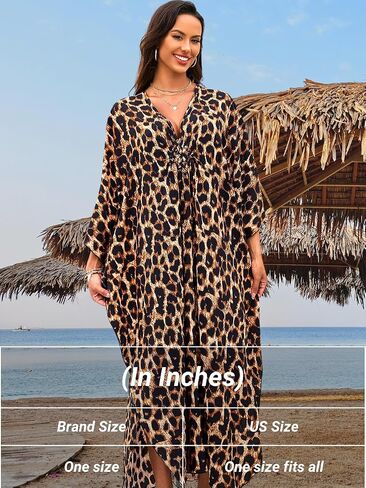 ChiaoLezhee Print Moo-Moos for Women, Kaftan Cover-Up Dresses, Sexy V-Neck High-Slit, Beach Pool-Party Coverups Muumuu Plus in Saudi Arabia