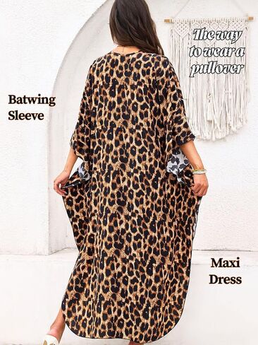 طباعة moo-moos للنساء ، فساتين تغطية Kaftan ، مثيرة V-tele ذات الشوط العالي ، تغطية شاطئية حمام السباحة Muumuu plus in Kuwait
