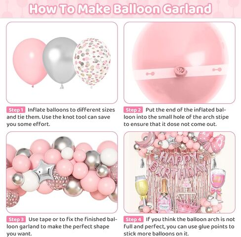 Ouddy Life Pink Happy Birthday Party Decorations for Women Girls, Pink Happy Birthday Love Crown Bow Bottle Lipstick Balloons Fringe Curtain for Princess Birthday Wedding Baby Shower Party Supplies in Kuwait