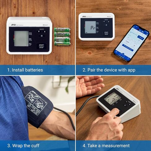 A&D Medical UltraConnect Upper Arm All-in-One Blood Pressure Monitor with Bluetooth, Blood Pressure Cuff (22 - 42 cm Range), One Click Operation in Saudi Arabia