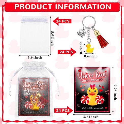 24 Set Cheer Gifts Bulk Includes 24 Duck Keychain Mini Duck Keychain Inspirational Gifts for Women Cheerleader Competition Team in Saudi Arabia