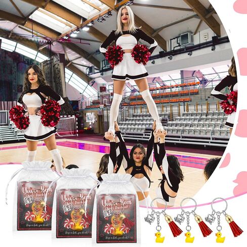 24 Set Cheer Gifts Bulk Includes 24 Duck Keychain Mini Duck Keychain Inspirational Gifts for Women Cheerleader Competition Team in Saudi Arabia
