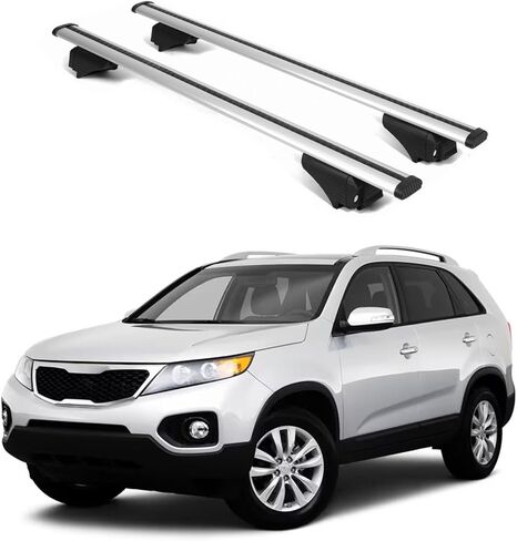 Erkul Roof Rack Cross Bars for Kia Sorento 2011-2015 | أشرطة الألومنيوم مع قفل مكافحة السرقة للسطح | متوافق مع القضبان المرتفعة - الأسود in Saudi Arabia