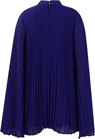 OMZIN Women's Stand Collar Pleated Cape Sleeve Dress Loose Knee Length Club Dress Summer Solid Color Dress in Saudi Arabia