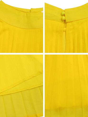 OMZIN Women's Stand Collar Pleated Cape Sleeve Dress Loose Knee Length Club Dress Summer Solid Color Dress in Saudi Arabia
