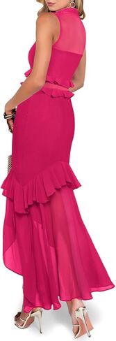 أيسبي للسيدات الأنيقة bodycon maxi فستان وهمية رقبة بلا أكمام شبكة الشكوك in Kuwait