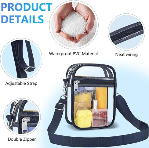 حقيبة واضحة لأحداث الملعب الرجال والنساء Clear Crossbody Bag Stadium وافق على حقيبة محفظة صافية مقاومة للماء in Saudi Arabia