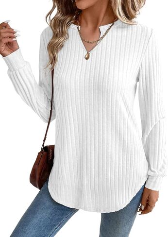 SHEWIN Womens Fall Fashion 2025 Casual Long Sleeve V Neck Tops Shirts Sweaters in Saudi Arabia