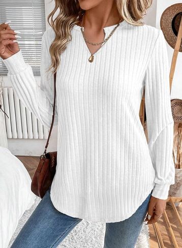 SHEWIN Womens Fall Fashion 2025 Casual Long Sleeve V Neck Tops Shirts Sweaters in Saudi Arabia