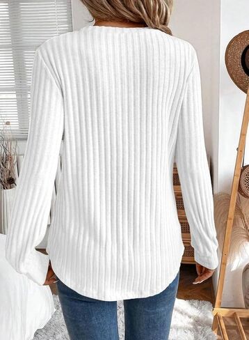 SHEWIN Womens Fall Fashion 2025 Casual Long Sleeve V Neck Tops Shirts Sweaters in Saudi Arabia