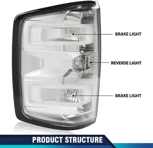 Pit66 Tail Lights Assembly متوافق مع Chevy Silverado 1500 2500 HD 2016-2019 ، FIT GMC Sierra 3500 HD 2016-2019 مصابيح فرامل الضوء الخلفية Luz Trasera Drive & Passenger Side- 【Pulb x2】 in Kuwait