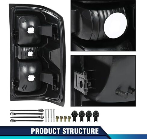 Pit66 Tail Lights Assembly متوافق مع Chevy Silverado 1500 2500 HD 2016-2019 ، FIT GMC Sierra 3500 HD 2016-2019 مصابيح فرامل الضوء الخلفية Luz Trasera Drive & Passenger Side- 【Pulb x2】 in Kuwait