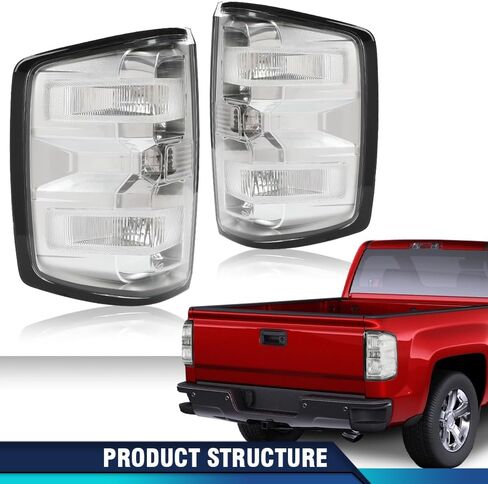 Pit66 Tail Lights Assembly متوافق مع Chevy Silverado 1500 2500 HD 2016-2019 ، FIT GMC Sierra 3500 HD 2016-2019 مصابيح فرامل الضوء الخلفية Luz Trasera Drive & Passenger Side- 【Pulb x2】 in Kuwait