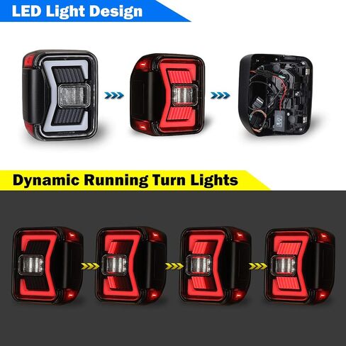 Wolfstorm LED أضواء الذيل المتسلسل لعام 2019 2020 2021 2022 2023 2024 2025 Jeep Gladiator JT ، استبدال مجموعة الأضواء التيل لـ 19-23 جيب مصارع ، (عدسة مدخنة) in Saudi Arabia