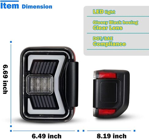 Wolfstorm LED أضواء الذيل المتسلسل لعام 2019 2020 2021 2022 2023 2024 2025 Jeep Gladiator JT ، استبدال مجموعة الأضواء التيل لـ 19-23 جيب مصارع ، (عدسة مدخنة) in Saudi Arabia