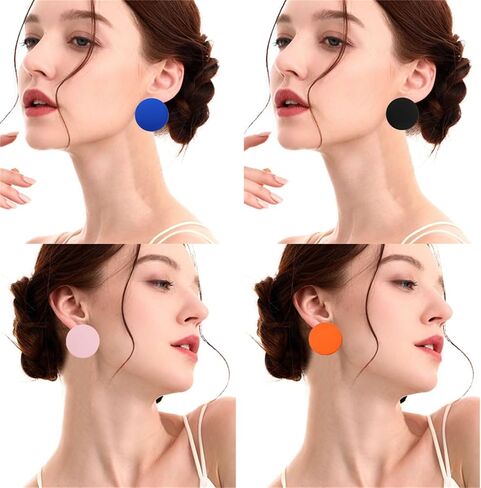 Dreuyet 9 Pairs Large Heart Earrings for Women Macaron Candy Solid Color Big Love Acrylic Geometric Stud Valentines Day Gifts in Saudi Arabia