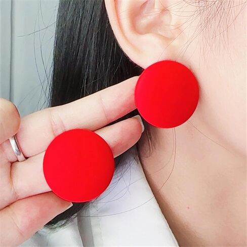 Dreuyet 9 Pairs Large Heart Earrings for Women Macaron Candy Solid Color Big Love Acrylic Geometric Stud Valentines Day Gifts in Saudi Arabia