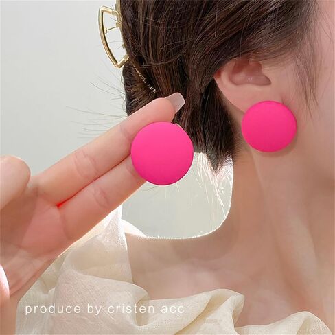 Dreuyet 9 Pairs Large Heart Earrings for Women Macaron Candy Solid Color Big Love Acrylic Geometric Stud Valentines Day Gifts in Saudi Arabia