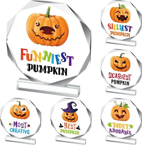 Geetery 6 Pcs Halloween Acrylic Award 4.72'' Halloween Trunk or Treat Party Supplies Trophy Award Funny Trophy Trunk or Treat Decorating Trophy Plaques for Halloween Car Trunk or Treat Outdoor Party in Kuwait
