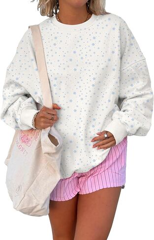 النساء اللطيفات زهول الأزهار الطباعة طاقم الرقبة بلوزات y2k سقوط الصوف كبير الأكمام طويلة الأكمام السحب السحب in Kuwait