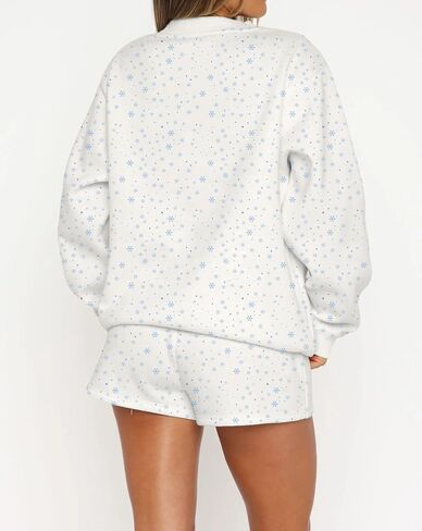 النساء اللطيفات زهول الأزهار الطباعة طاقم الرقبة بلوزات y2k سقوط الصوف كبير الأكمام طويلة الأكمام السحب السحب in Kuwait