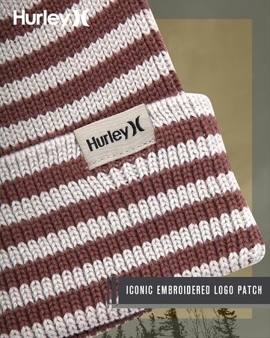 Hurley Women's Billie Beanie Hat - Medium Fit Cable Knit with Jacquard Stripes and Cuff - Winter Hats for Women in Saudi Arabia