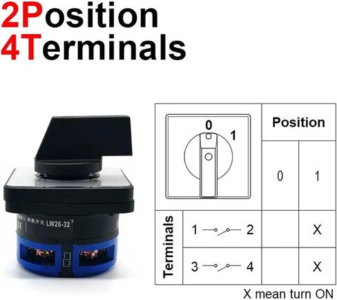 LW28-32 Electric 2 Position 4 Terminals Rotary Cam Changeover Switch 550V 32A Knob(Off on) in Saudi Arabia