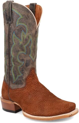 Dan Post Boots Mens Cappy Carpincho Embroidered Square Toe Pull On Dress Boots Mid Calf - Brown in Saudi Arabia