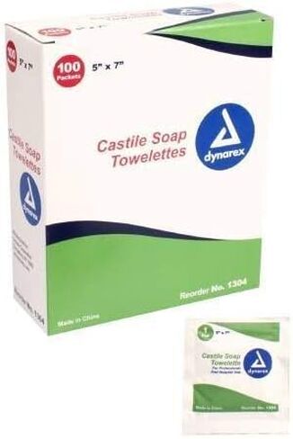 Dynarex Castile Soap Towelette 5 × 7 "1304 ، 1 حزمة 100 مناديل in Saudi Arabia