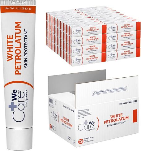 Dynarex White Petrolatum ، الهلام البترولي للبشرة الجافة أو التالفة أو المتشققة ، مهدئًا جيليًا بتروليومًا أبيض لتهوية البشرة البسيطة ، 1 أوقية. أنابيب ، صندوق واحد من 72 أنابيب جيلي بتروليوم in Saudi Arabia